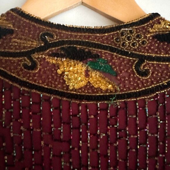 Vintage Beaded Embellished Unique Silk Jacket M - Picture 13 of 13